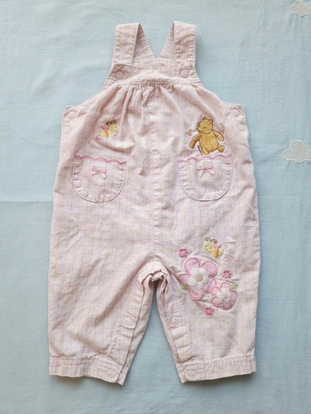 Vintage Child of Mine Carter's 3-6M Pink Romper Upcycle Overalls
